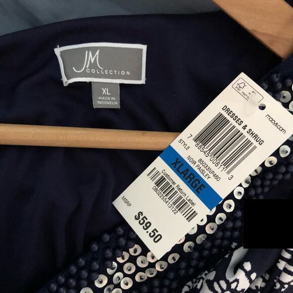 Just My Size JMS Paisley Navy Blue Beaded Maxi Dress - Picture 5 of 6